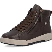 Rieker Schnürboots , Damen, Gr. 38, Textil, braun, Glattleder, Schuhe Schnürboots, Stiefelette, High Top Sneaker, Freizeitboots mit Reißverschluss