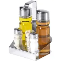 Contacto Menage Salz/Pfeffer, Essig/Öl, mit glatten Glaseinsätzen