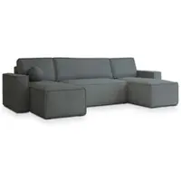 Masseno Ecksofa PESANO P mit Schlaffunktion U-Form, Sofa mit Bettkasten, Wohnzimmersofa, Couch, Soffa, Bettsofa, Couchgarnitur- Grau, POSO 60