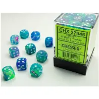 Chessex Festive 12mm d6 Waterlily/white Dice Block (36 dice)