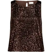 Vera Mont Tanktop "Pailletten-Top im Glitzer-Look", Damen, Gr. 42, braun (rostbraun), Obermaterial: 93% Polyester PES. 7% Elasthan EL., Tops Tanktop