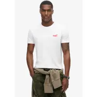 Superdry Rundhalsshirt "ESSENTIAL LOGO EMB TEE" aus Baumwolle und Single Jersey, Slim Fit, Kurzarm, hüftlang