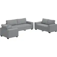 vidaXL 3-tlg. Sofagarnitur mit Kissen Hellgrau Stoff