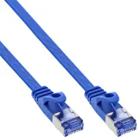 InLine Patchkabel flach, U/FTP, Cat.6A, blau, 10m, 10 m, Cat6a, U/FTP (STP), RJ-45, RJ-45, Blau