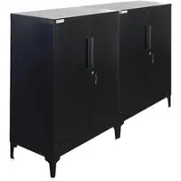 Proregal MegaDeal 2x Flügeltürenschrank ELEPHANT Mit Beinen & 2 Türen Abschließbar HxBxT 90x80x40cm 2 Ebenen Stahl Pulverbeschichtet Schwarz