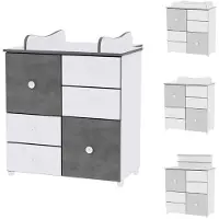 Lorelli Kommode Cupboard 83 x 71 x 96 cm, 4 Schubladen, 2 Türen mit Regalboden in weiß und dunkelgrau