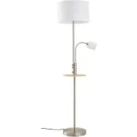 LINDBY Aovan Stehleuchte w/USB Nickel - , Aovan, Grau, für Wohnzimmer, Metall, Modern