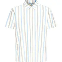 Blend Kurzarmhemd "BHABAN SHIRT STRIPE" aus Baumwollmischung, mit Leinen, Relaxed Fit, gestreifte Leinenoptik