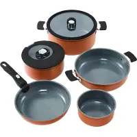 Resto Topf-Set KITCHENWARE "SAVE & STOCK Multifunktionales Stapelbares Set im Geschenkkarton", orange (terrakotta), Töpfe, Topf-Set, Induktion, für alle Herdarten geeignet