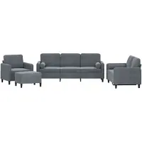 vidaXL 4-tlg. Sofagarnitur mit Kissen Dunkelgrau Samt