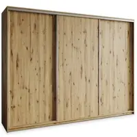 Masseno Schiebetürenschrank NISSE 250/205/60 cm Kleiderschrank mit 4 Schubladen Schlafzimmer Schrank 3-türig Eiche Artisan