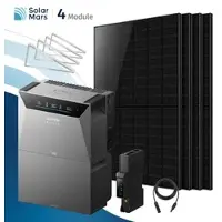 SolarMars Anker SOLIX Solarbank 4 E5000 Pro Balkonkraftwerk Speicher mit 500W Solarmodul Set - 2000Wp ‚Äì 4 Module üî• / 1x BP5000 / Flachdach/Garten/Wand