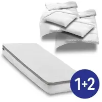 Sleezzz 7 Zonen ergonomische Taschenfederkernmatratze Diamond T1000 180 x 200 cm, Höhe 23 cm, Härtegrad H2/H3, 1000 Federn/2m2 + 2 x CloudComfort Basic Mikrofaser Bettset 135 x 200 cm + 80 x 80 cm