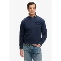 Superdry für Herren. M2014483A Vintage Athletic Tonal Crew Sweatshirt mit Rundhalsausschnitt in Marineblau (L), Lässig, Baumwolle