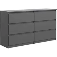 Masseno Kommode NUDO 138,5 cm Sideboard mit 6 Schubladen und Türen für Wohnzimmer Schlafzimmer Modern 138,5x39x78,5 cm Anthrazit / Anthrazit