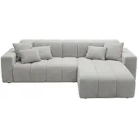 GRAINGOLD Ecksofa L-Form Rechts Nork - Moderne Ecksofa, Wohnzimmer Ecksofa - Eckcouch Grau (Komodo 20)
