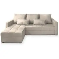 Masseno Ecksofa KOS PIK M mit Schlaffunktion L-Form, Sofa mit Bettkasten, Wohnzimmersofa, Couch, Soffa, Bettsofa, Couchgarnitur- Creme, MONOLITH 04