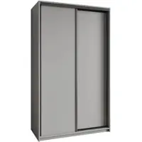 Masseno Schiebetürenschrank NISSE 120/205/60 cm Kleiderschrank mit Schubladen Schlafzimmer Schrank 2-türig Graphitfarben + Schwarz