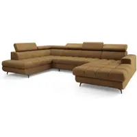 Masseno Ecksofa CORENO mit Schlaffunktion L-Form, Sofa mit Bettkasten, Wohnzimmersofa, Couch, Soffa, Bettsofa, Couchgarnitur- Orange, QUELLE 17