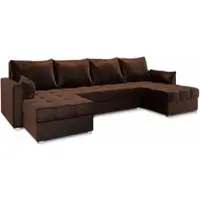 Masseno Ecksofa NAKO mit Schlaffunktion U-Form, Sofa mit Bettkasten, Wohnzimmersofa, Couch, Soffa, Bettsofa, Couchgarnitur- Braun, KRONOS 06