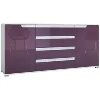 Vladon SIDEBOARD Sylt Brombeer Hochglanz / Weiß Hochglanz