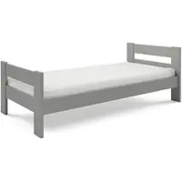 Masseno Kinderbett OSCARO 120x200 cm Einzelbett für Mädchen und Jungs, Holz, Hellgrau