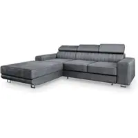 Masseno Ecksofa NOTO L-S mit Schlaffunktion L-Form, Sofa mit Bettkasten, Wohnzimmersofa, Couch, Soffa, Bettsofa, Couchgarnitur- Grau, MONOLITH 85