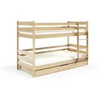 Masseno Etagenbett SIMBA 80x190 cm mit Schublade, Rausfallschutz, Kinderbett mit Leiter für Mädchen und Jungs, Stockbett 2 Kinder, Kiefernholz