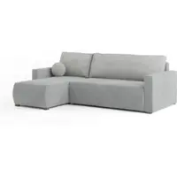 Masseno Ecksofa SORGE mit Schlaffunktion L-Form, Sofa mit Bettkasten, Wohnzimmersofa, Couch, Soffa, Bettsofa, Couchgarnitur- Hellgrau, POSO 55 + PAROS 05