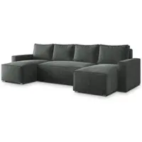 Masseno Ecksofa ASPRA LM mit Schlaffunktion U-Form, Sofa mit Bettkasten, Wohnzimmersofa, Couch, Soffa, Bettsofa, Couchgarnitur- Grau, LUMO 75