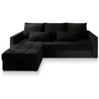 Masseno Ecksofa KOS PIK mit Schlaffunktion L-Form, Sofa mit Bettkasten, Wohnzimmersofa, Couch, Soffa, Bettsofa, Couchgarnitur- Schwarz, SAWANA 14 + MADRYT 9100