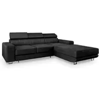 Masseno Ecksofa NOTO R-S mit Schlaffunktion L-Form, Sofa mit Bettkasten, Wohnzimmersofa, Couch, Soffa, Bettsofa, Couchgarnitur- Schwarz, MONOLITH 95