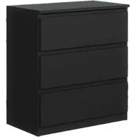 Masseno Kommode NUDO 70 cm Sideboard mit 3 Schubladen und Türen für Wohnzimmer Schlafzimmer Modern 70x39x78,5 cm Schwarz / Schwarz