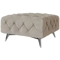 S-Style Möbel HOCKER Chesterfield Laura Dunkle Creme Samt