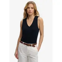 Superdry Tanktop "STUDIOS VEE NECK VEST" aus Baumwollmischung mit Lyocell, Regular Fit, ärmellos