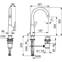 Hansa HANSADESIGNO Style Waschtisch-Einhand-Einlochbatterie 30 cm