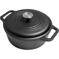 Victoria Dutch Oven Induktion Gusseisen Emailliert 25cm Topf Brot Backen 3,8L, PTFE Frei, VIC-32296, Schwarz