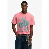 Superdry für Herren. M1012360A Roadside Trade Lose T-shirt rosa (S), Lässig, Baumwolle, Kurzarm