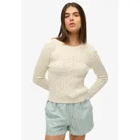 Superdry für Damen. W6110685A Essentials Schlanker beiger Pullover (XS), Lässig, Acryl