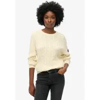 Superdry für Damen. W6110610A Slouchy Cable beige Pullover (L), Lässig, Baumwolle