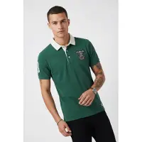 Superdry für Herren. M1110469A Vintage Pique Rugby grünes Poloshirt (M), Lässig, Baumwolle, Kurzarm