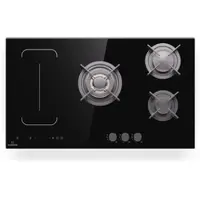 Klarstein MultiChef 5 Induktionskochfeld Mit Gaskochfeld - 5 Zonen, 2 Gas & 1 Wok, 2 Induktion, Flexzone, Schieberegler, Timer, Stop&Go, 9,8 Kw, Schwarz