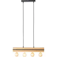 Brilliant moderne Pendelleuchte BENNY | Hängelampe im Nature-Style mit schwarzen Details | Metall/Bambus | vier E27 Fassung max. 40 Watt