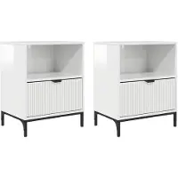 vidaXL Nachttisch 2 Stk. Hochglanz Weiß 49 x 36 x 61 cm Holzwerkstoff
