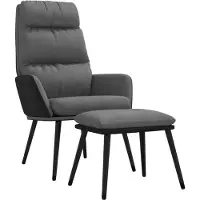 vidaXL Relaxsessel mit Hocker Hellgrau Stoff und Kunstleder