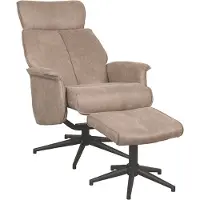 Label51 Sessel Verdal - Taupe - Micro Wildleder - Inkl. Fußhocker – 79 x 77 x 109 cm