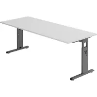 Bümö Schreibtisch Serie-O - Gestell: Graphit, Nachbildung: Grau, Größe: 200 x 80 cm