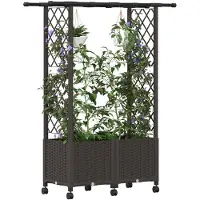 vidaXL Hochbeet mit Rankgitter und Dach Braun 124,5 x 40 x 142 cm PP