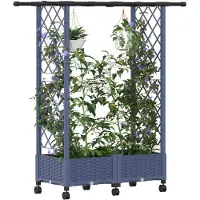 vidaXL Hochbeet mit Rankgitter und Dach Grau 122,5 x 40 x 127 cm PP