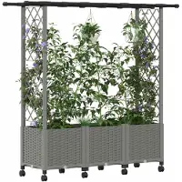 vidaXL Hochbeet mit Rankgitter und Dach Hellgrau 162,5 x 40 x 142 cm
